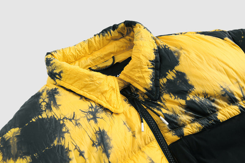 Yellow Tie Dyed Puffer - Packable Airplane Pillow